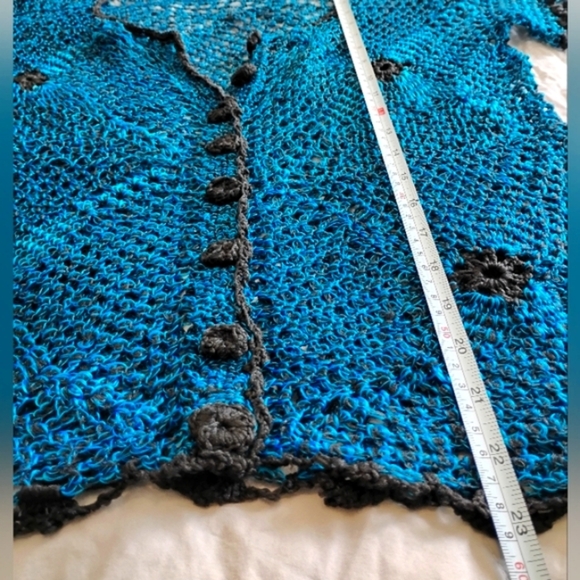 Electric Blue, Vintage Avant Garde Crochet Cardigan. Cottagecore - Picture 10 of 11